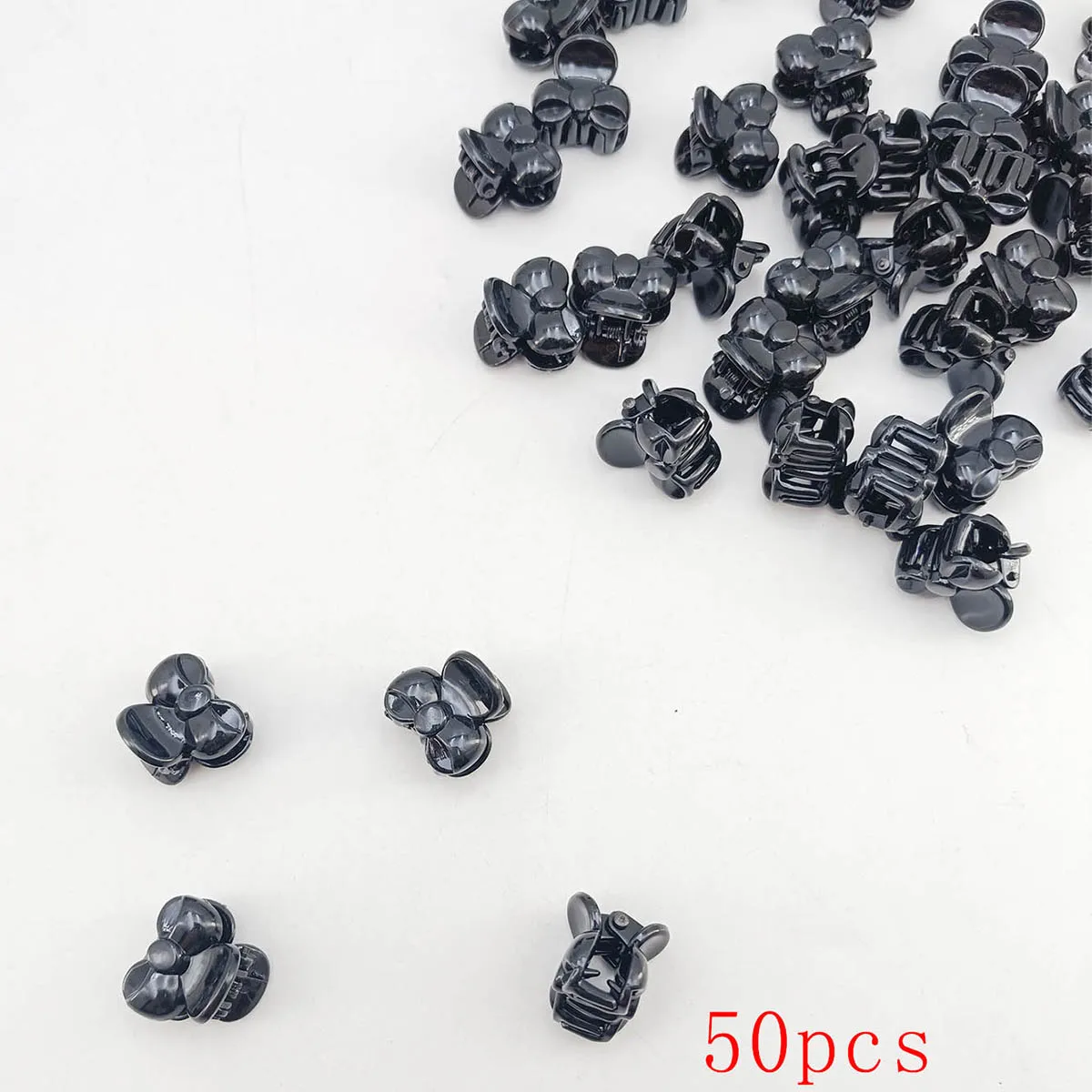 10/20/50/100 PCS Haarklammern für Frauen 2 cm kleiner Bogen Schwarz Braun Transparenter Kunststoff Mini Haarnadel Haarspangen Haarzubehör – Detail 3