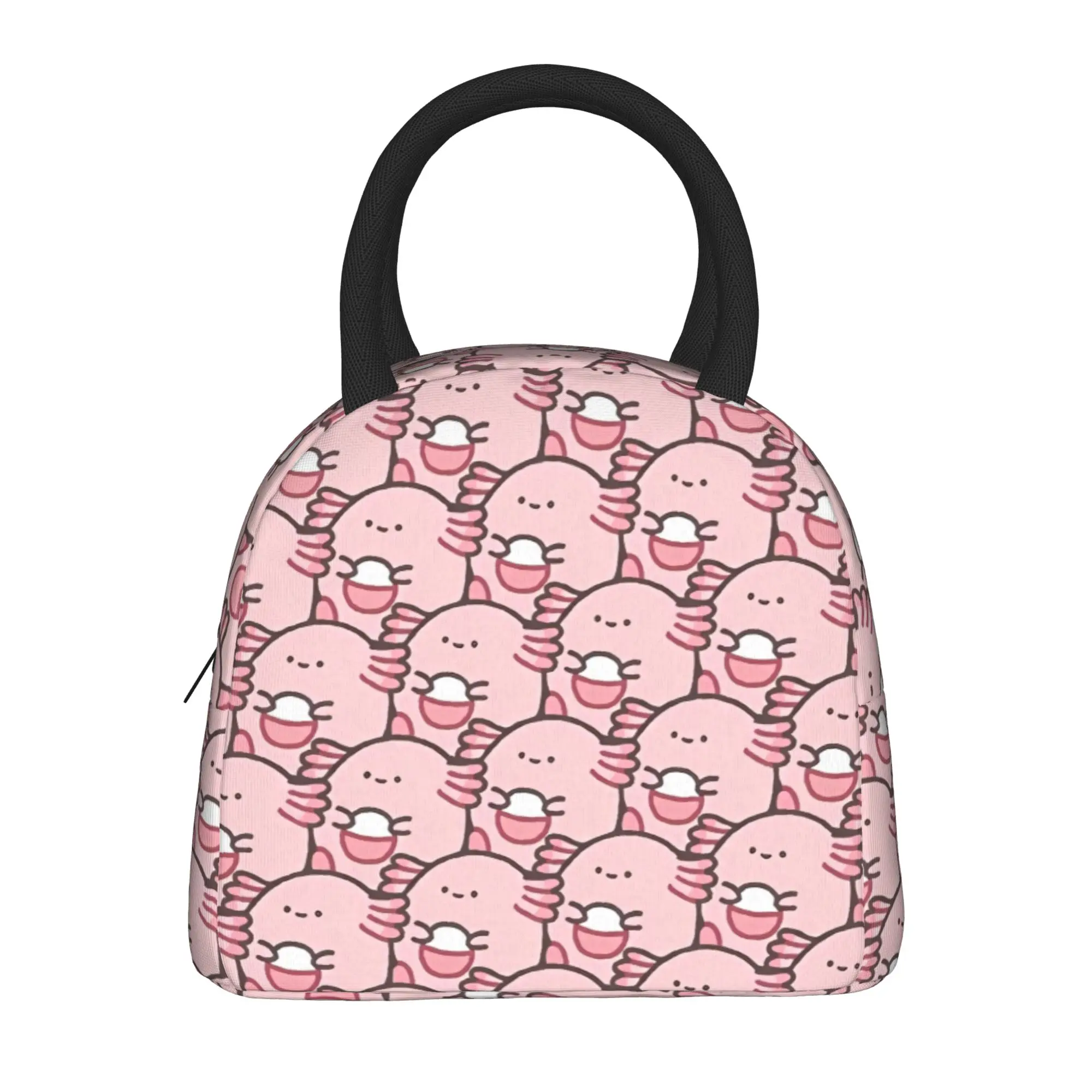 Insulated Lunch Tote Bag Kawaii Axolotl Product  Lunch Food Box INS Trendy Cooler Thermal Lunch Box For Work
