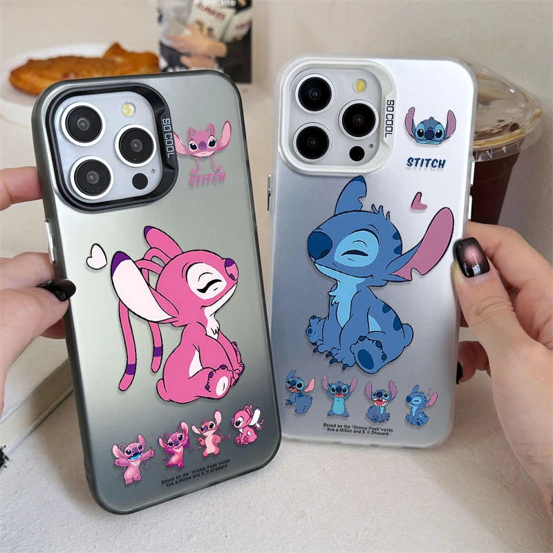 Lovely Disney Angel Stitch Matte Case for Samsung Galaxy A55 A35 A25 A15 A05 A05S 5G A13 A23 A12 A22 A32 A52 A52S A72 A51 A71 4G