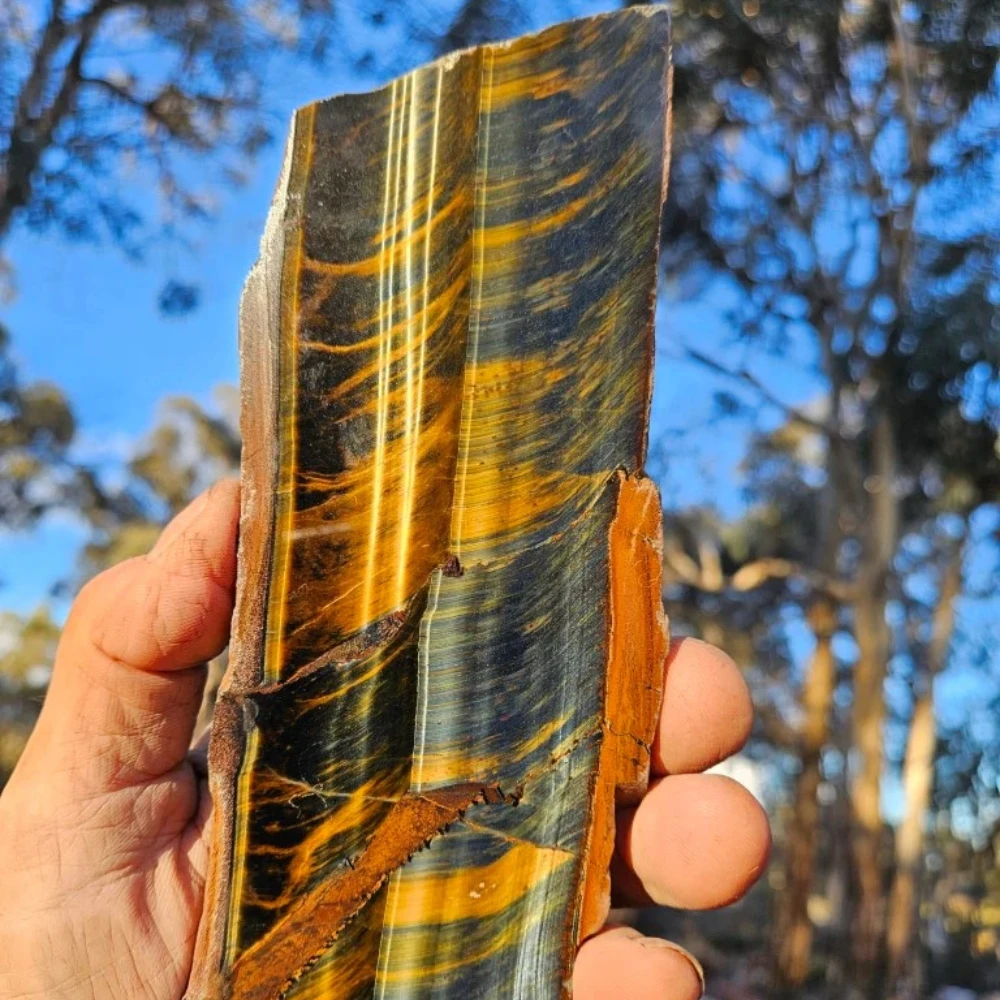 

Natural Tiger Eye's Stone Slices, Polished Crystal Slab, Healing Mineral Specimen for Home Decor DIY Craft Art Ornament Gift