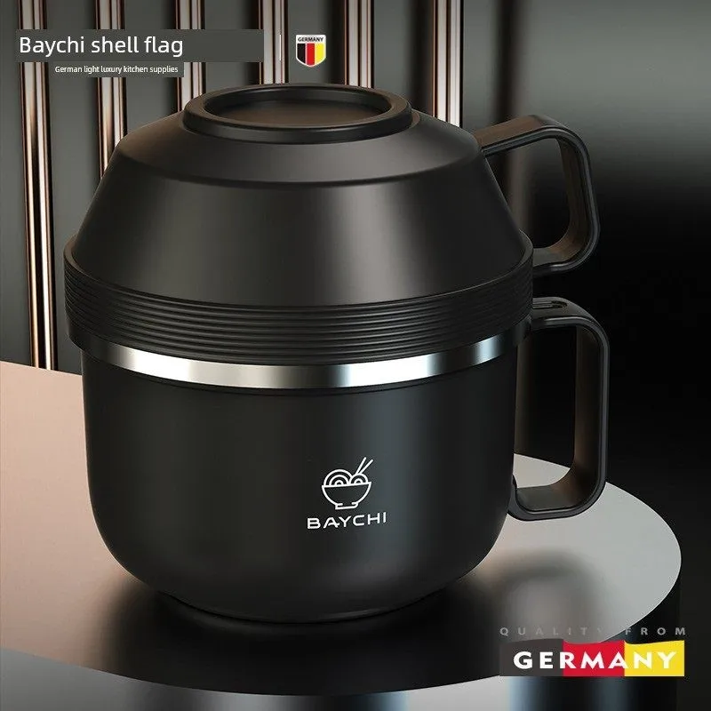 Tazón de Acero Inoxidable para Fideos y Arroz con Tapa, Gran Capacidad, para Dormitorio, Estudiantes, Comedor, Comida Rápida, Vaso Individual