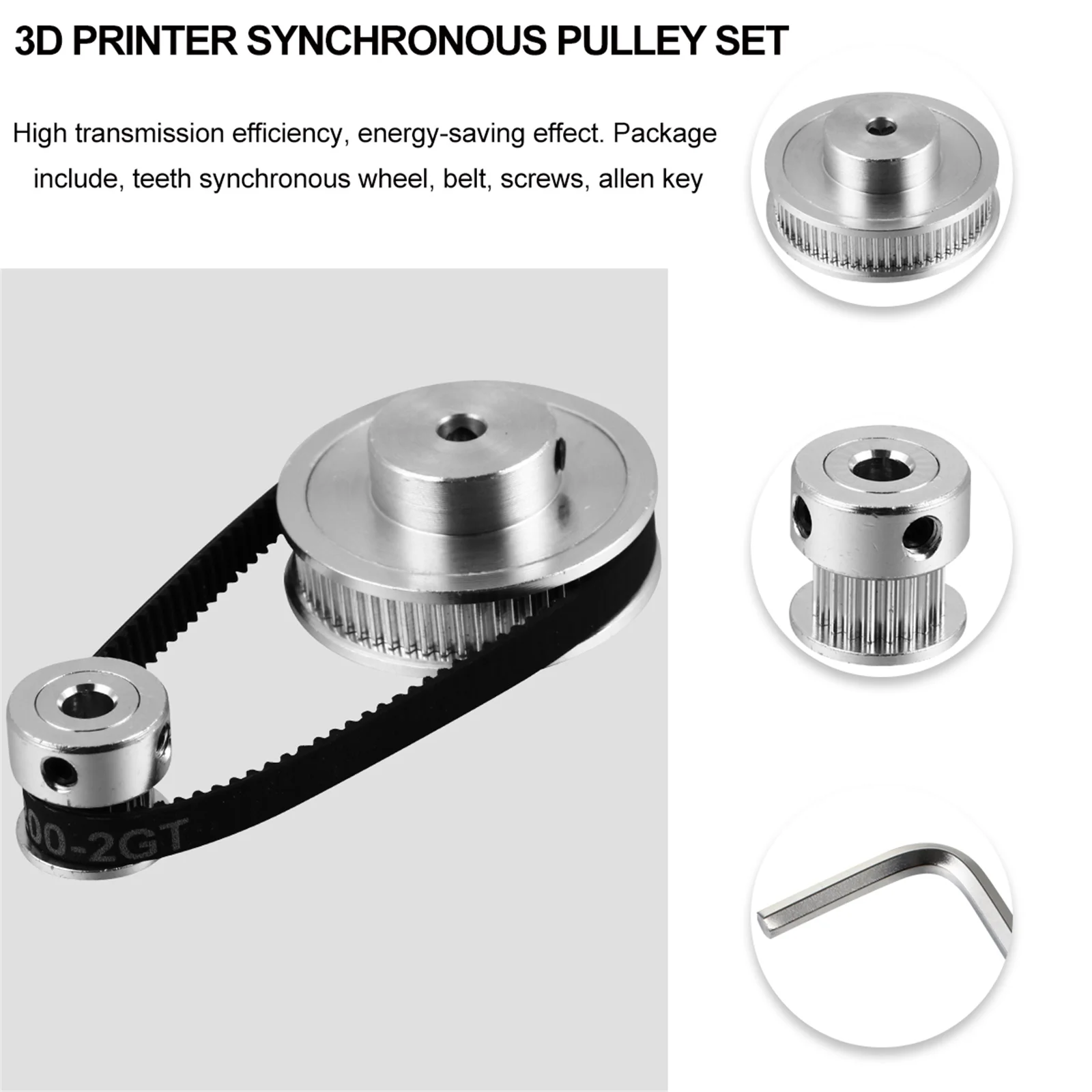 

2GT5mm 60Teeth 20Teeth Synchronous Wheel Set Timing Belt 200mm 6mm Width Stepper Motor Pulley Printer Supplies 3D Printing Parts