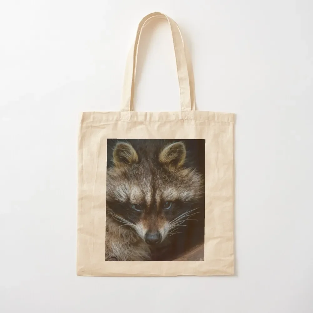 

Raccoon Tote Bag foldable reusable bag eco bag folding Canvas shoulder Women's shopper