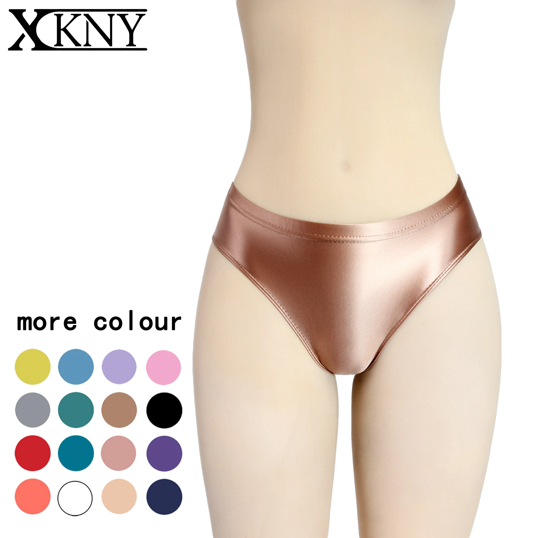 XCKNY satin glossy Briefs Bikini shinny smooth underpants Silky Solid Bikini low-waisted Tights Underpants Oily swimming trunks