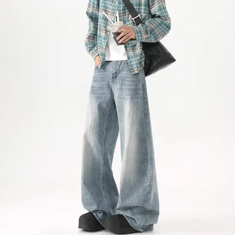

Men's Summer American High Street Casual Pants Draped Loose Wide-leg Floor Pants Jeans for Man Clothes 2000 Y2k Clothes Top Mens