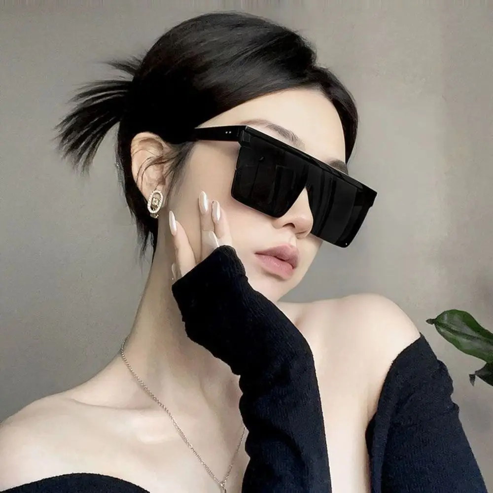 Retro Cool Oversized Sunglasses One Piece UV400 Protection Flat Top Sun Glasses Driving Glasses for Women & Men