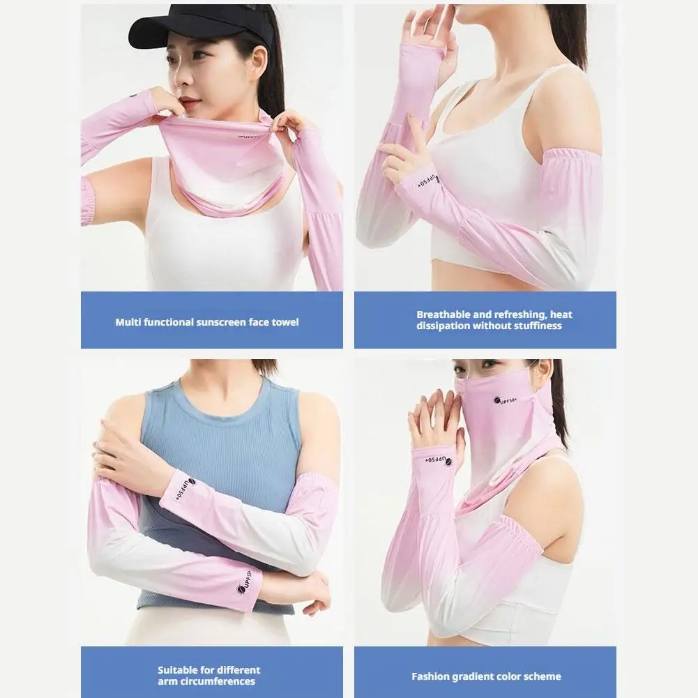 2025 New Men's And Women's Summer Sunscreen Ice Sleeve Face Mask, UV Resistant Ice Silk Sleeve Cover For Driving And Cycling