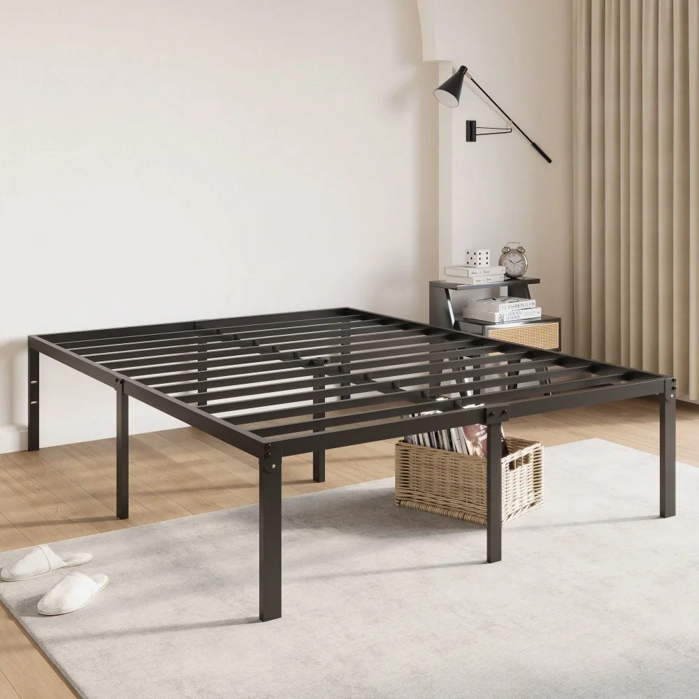 

Металлическая кровать-платформа размеров Twin/Full/Queen/King – совместима с изголовьями, 16,5 дюймов высотой, с местом для хранения под кроватью, прочный металл.