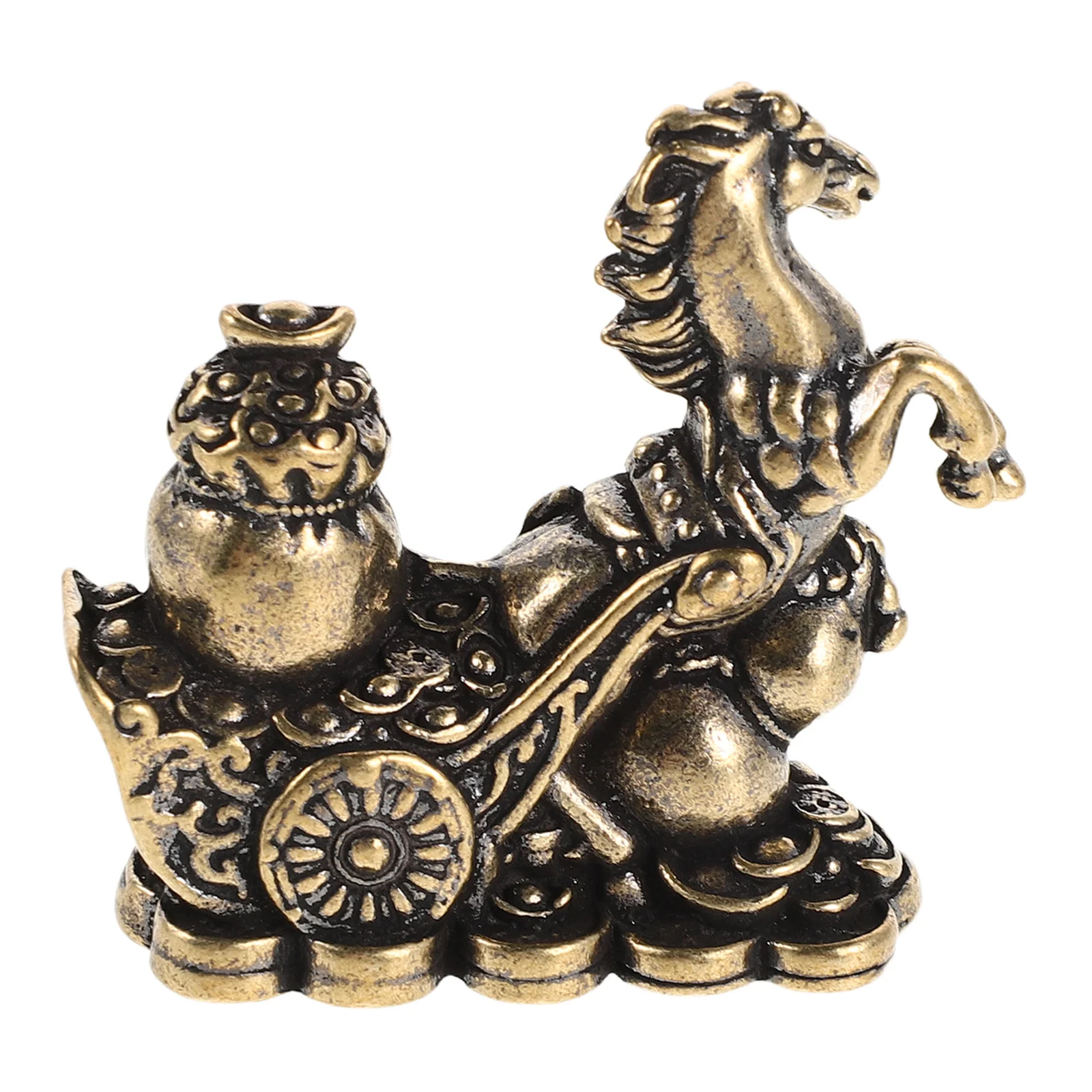 تمثال زودياك صيني نحاسي صغير لعام 2026 سنة الحصان فنغ شوي ديكور محظوظ للمنزل والمكتب لوحة قيادة السيارة-معدن ذهبي