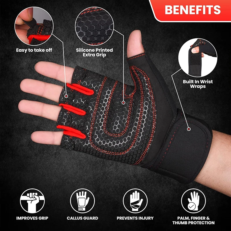 Fitness Half Finger Gloves Men And Women Wrist Guard Sports Dumbbell Riding Non Slip Horizontal Bar Exercise Training image 3