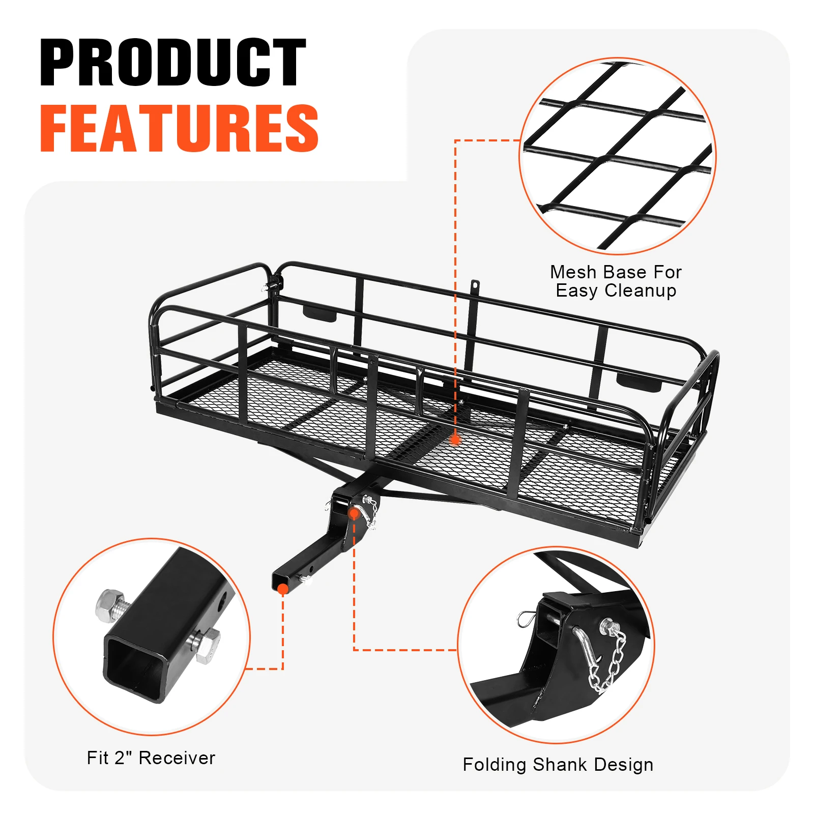 

Rear Luggage Basket 500 Lbs Rear Hitch Tray Hitch Mount Cargo Holder for SUV Pickup Truck Trailer