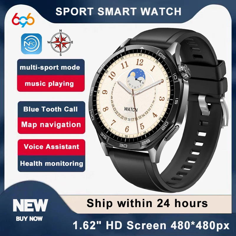 

Новые мужские и женские уличные компасы, музыкальные умные часы с синим зубом, спортивные часы для фитнеса, сердечного ритма, NFC, карта, навигация, умные часы