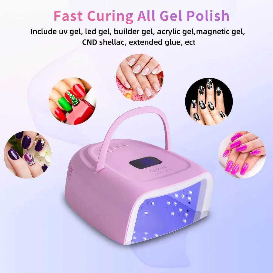 Oplaadbare LED Gel Nagellamp60W Draadloze UV Led Nagellamp Nageldroger voor Gelnagels met Hefhandvat Aanraaksensor LCD-scherm