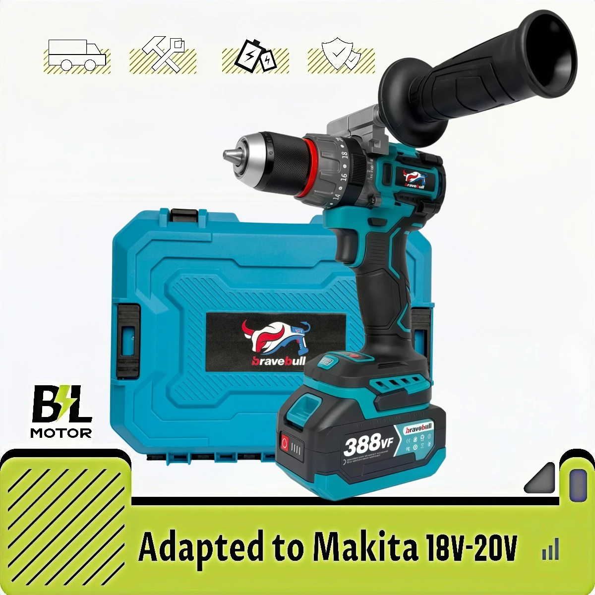 13mm Brushless Electric Impact Dril 700N.m Torque Cordless Screwdriver 20+3 Ice Breaking Power Tool For Makita 18V Battery Pin
