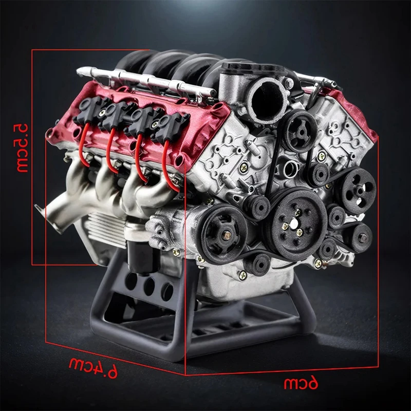 B-M MAD V8 Engine Internal Combustion Model Assembly Kit RC Full Simulation Engine Suitable For Ax90104 Scx10 RC Car