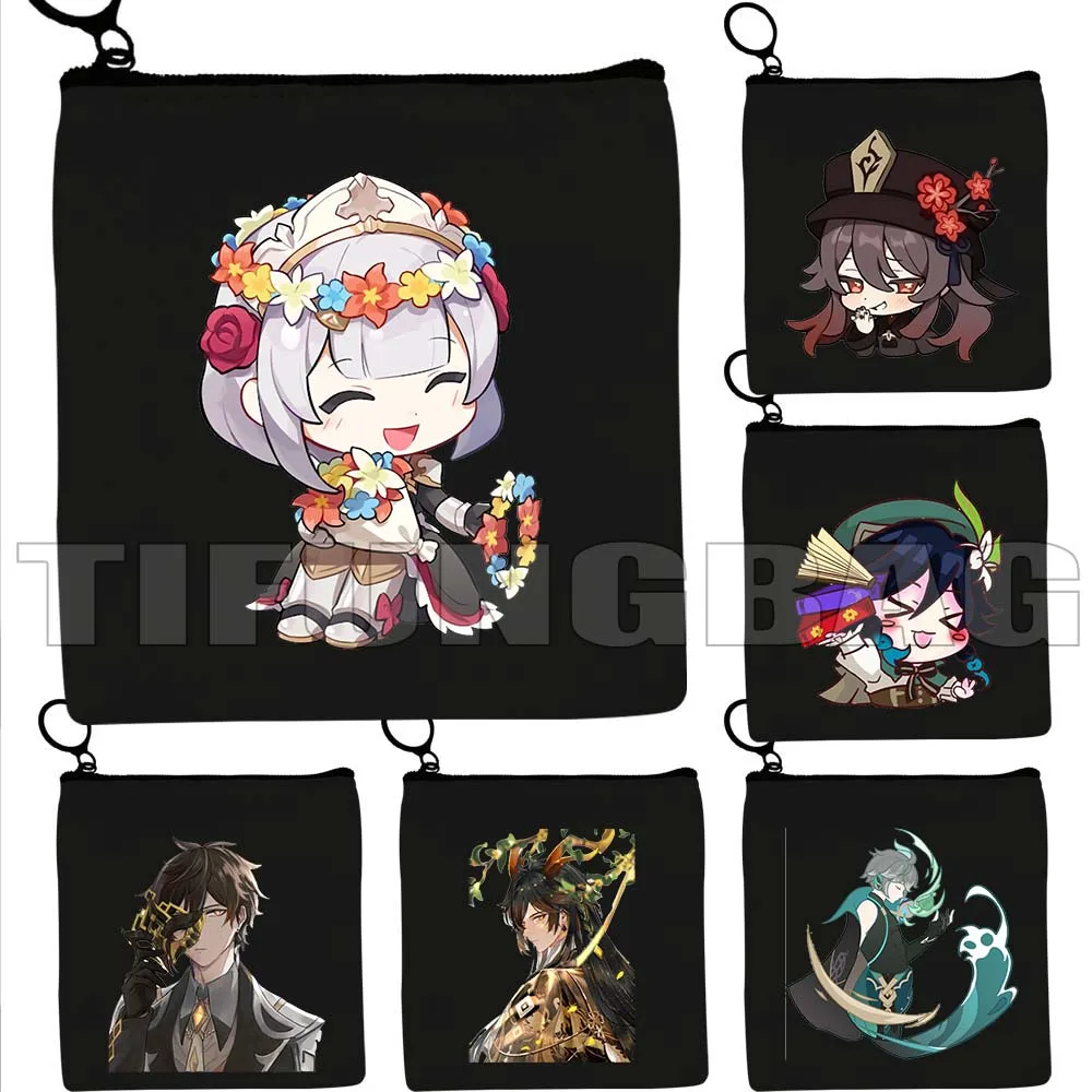 Genshin Impact Anime Gifts Kawaii Hu Tao Alhaitham Cyno Venti Zhongli Haikaveh Collei Dori Coin Purse Key Case Bag Wallet Pouch