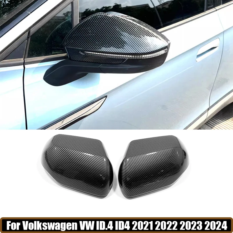 For Volkswagen VW ID.4 ID4 2021 2022 2023 2024 ABS Carbon fiber/Black Rearview Mirror Protective cover Reverse Mirror Decorative