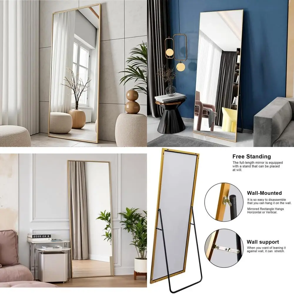 Espelho de parede de comprimento total com suporte, 70x26, versátil para uso doméstico, ideal para quartos e salas de estar