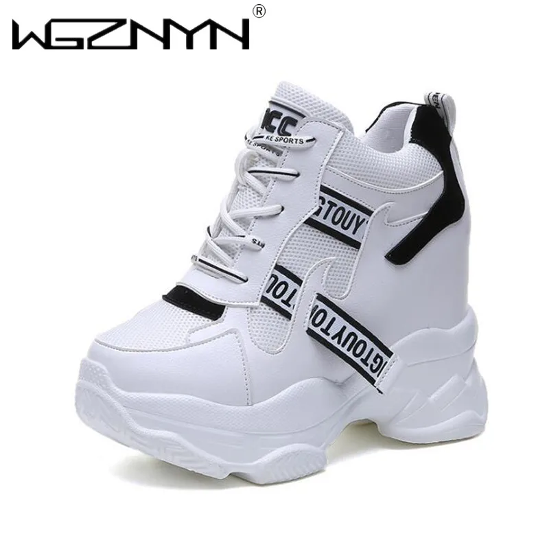 Brand White Trendy Shoes Women High Top Sneakers Women Platform Ankle Boots Basket Femme Chaussures Femmes Height Increase Shoes