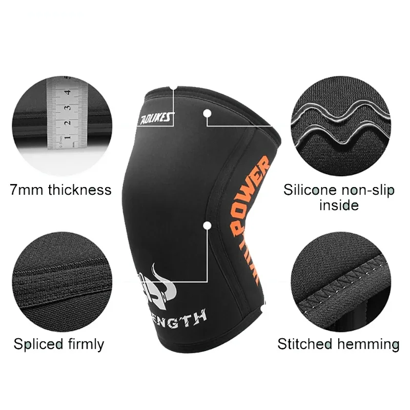 1PCS  7mm Neoprene Sports Kneepads Compression Weightlifting Pressured Crossfit Training Knee Pads Support Women Men