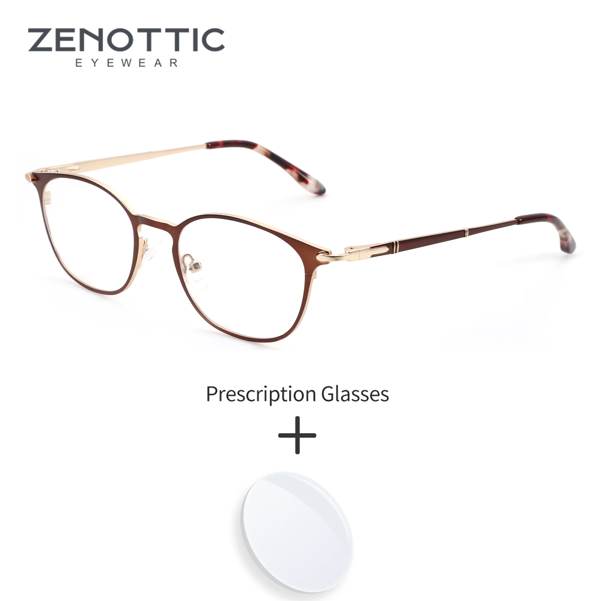 

ZENOTTIC M Size Trend Metal Myopia Prescription Glasses For Women And Man Square Anti Blue Light Progressive Photochromic
