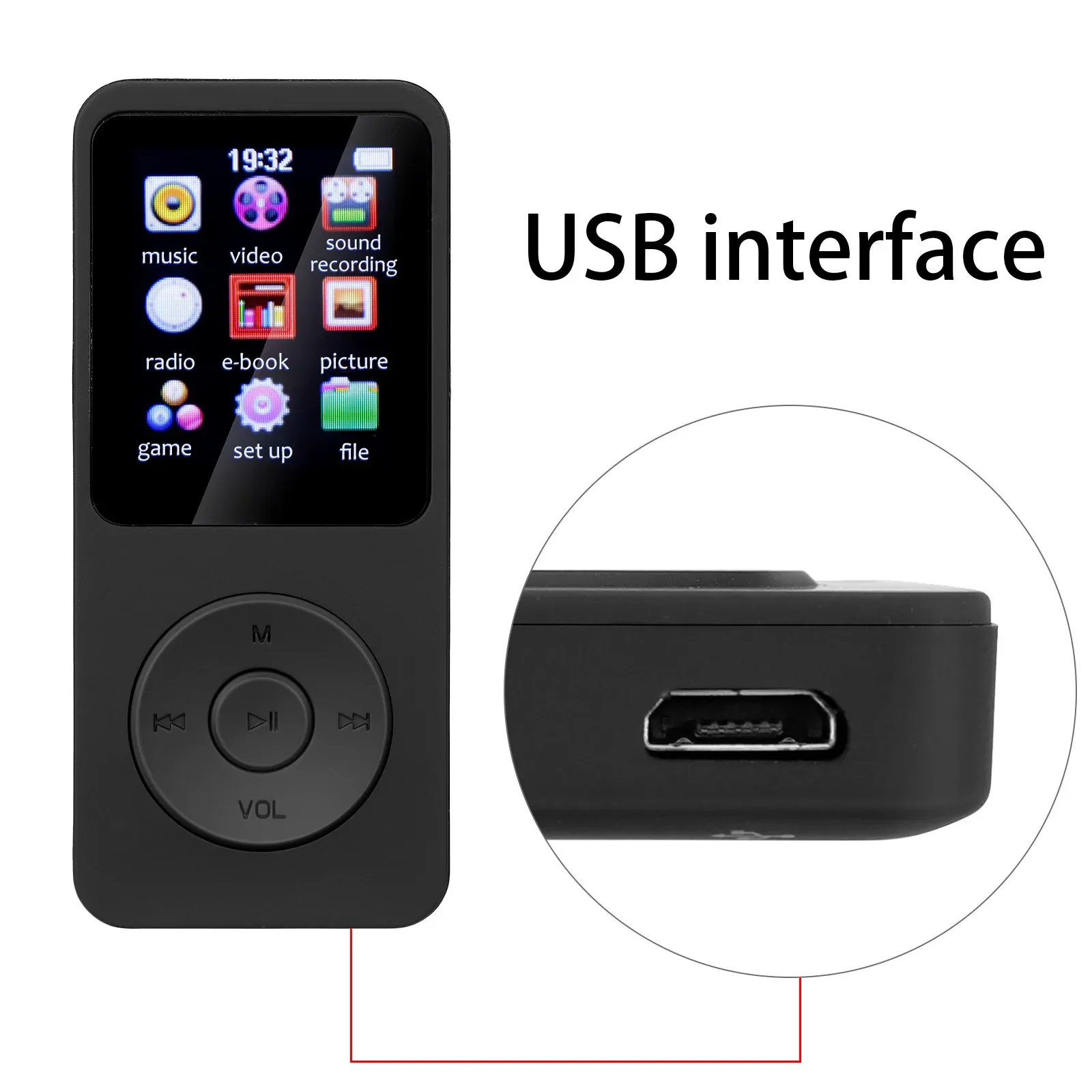 Portable MP3 Player 1.8 Inch Color Screen Walkmen HIFI Bluetooth Compatible E-Books Recording Sports MP4 FM Radio Music Player