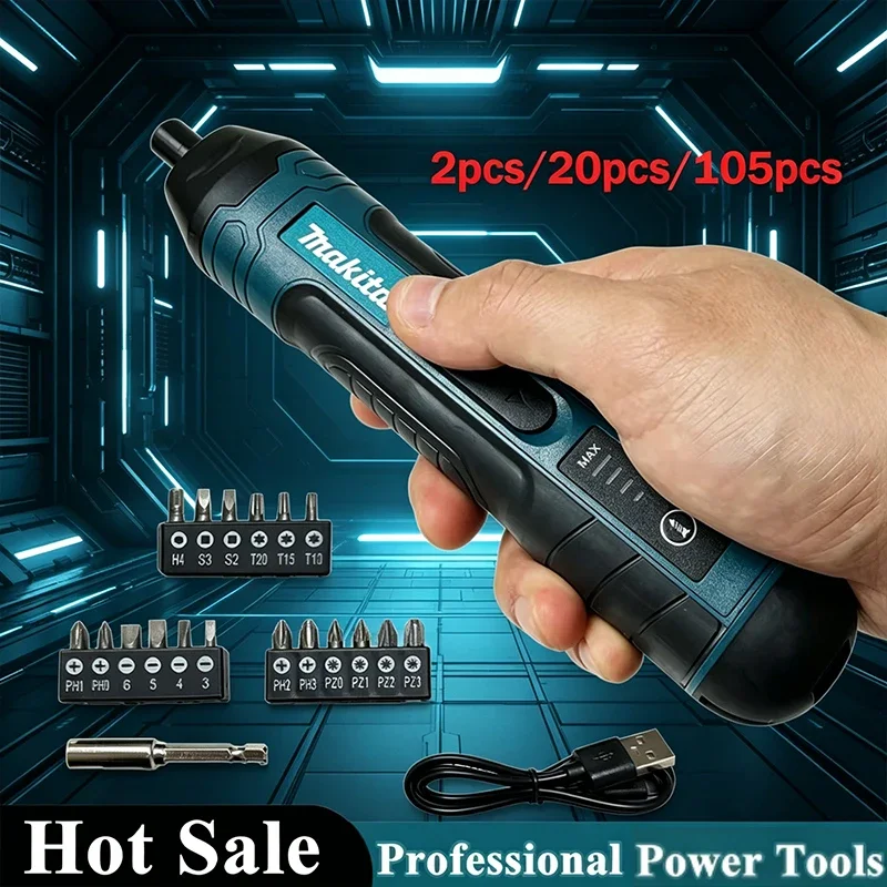 

Makita Cordless Electric Screwdriver Set - 1300mAh Rechargeable Multi-functional Drill Disassembly Tool 2pcs/20pcs/105pcs Option