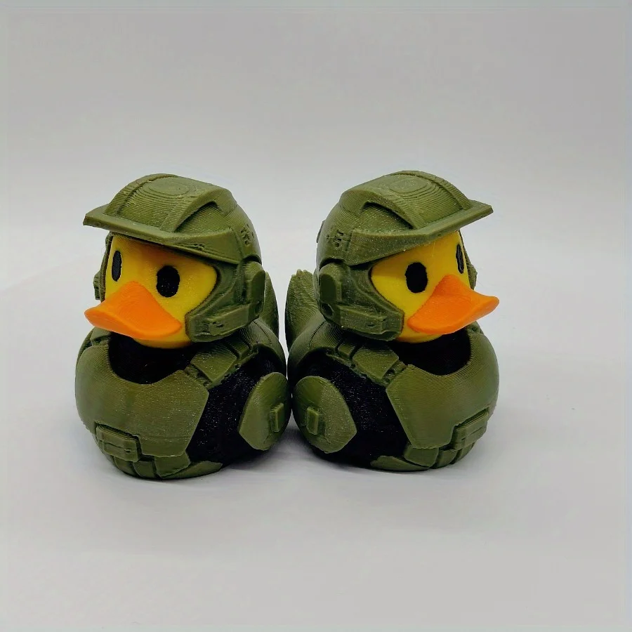 Estatua de pato soldado militar, decoración interior/exterior de plástico duradero en diseño verde oliva y negro, decoración de estante de escritorio