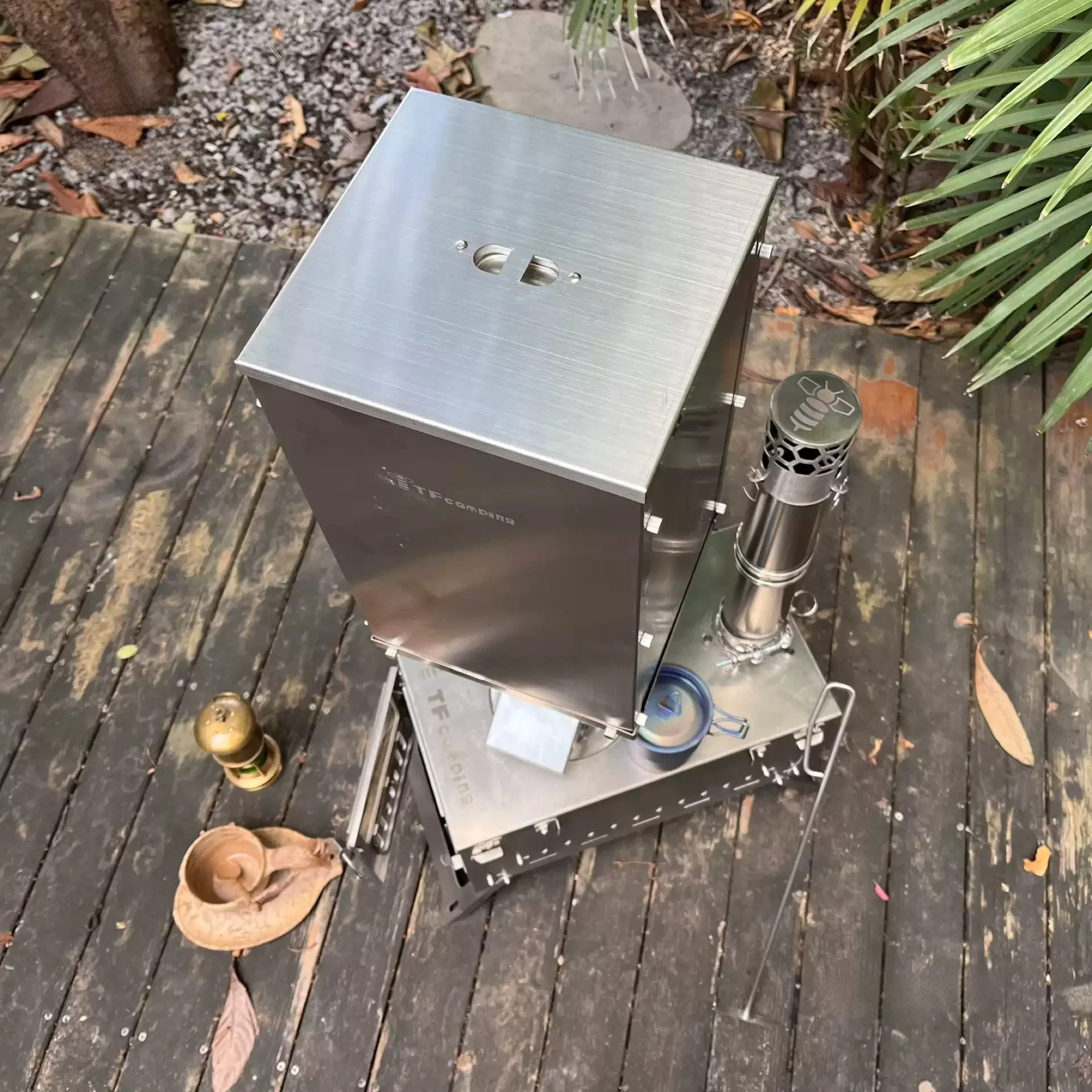 TF TuFeng Camping Wood Stove, Compatible Stainless Steel Pellet Hopper for Outdoor Camp Stove Accessory