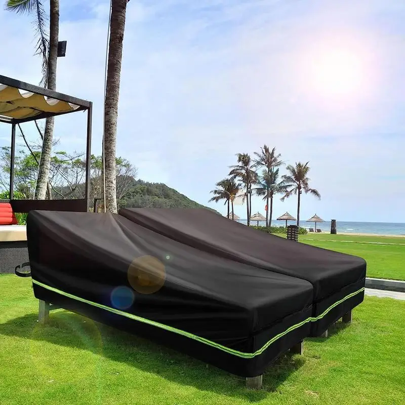 Chaise Lounge Cover Windproof Heavy Duty Outdoor Furniture Cover With Reflective Straps Sun Lounger Beach Lounge Chair Cover