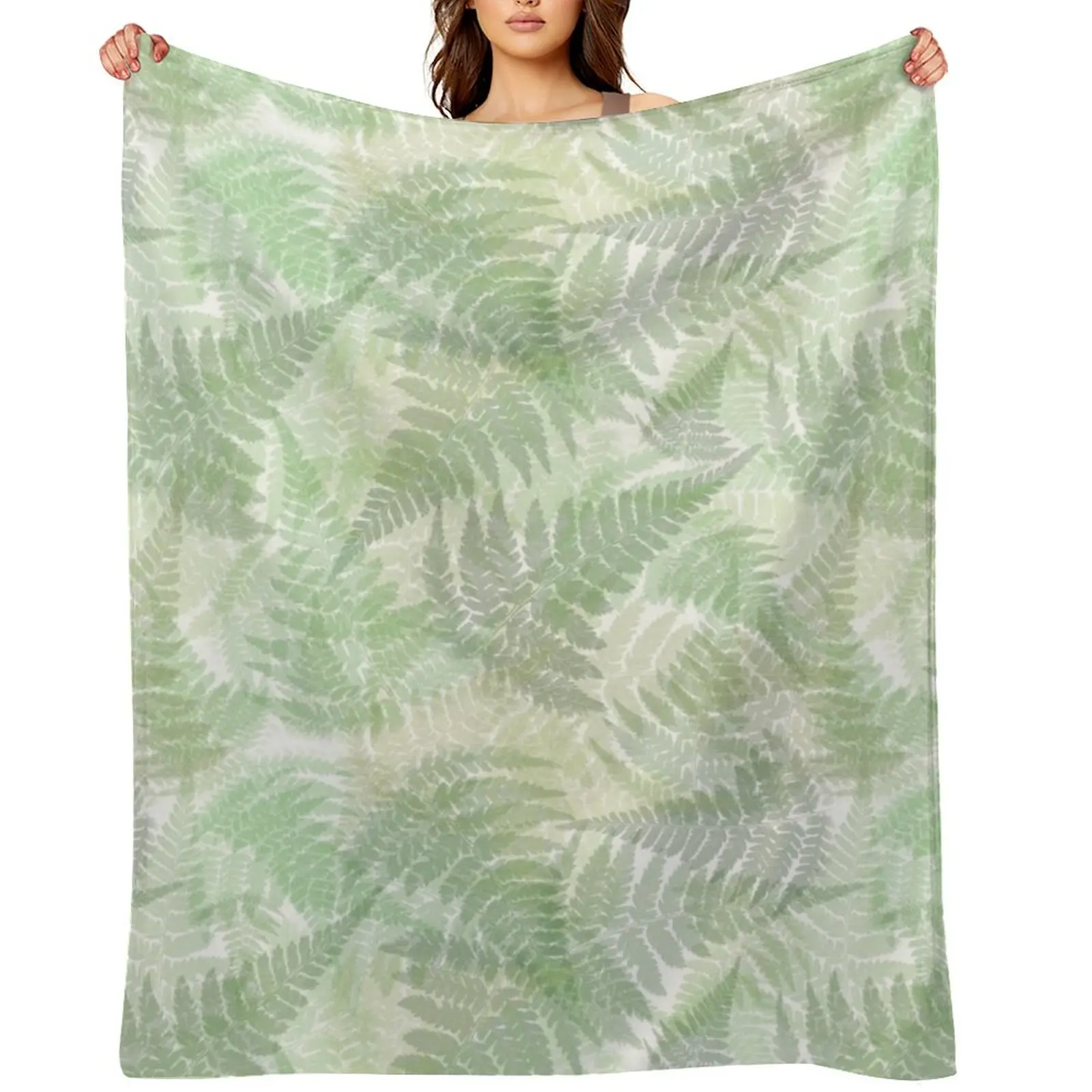 

Fern Leaves Pattern Throw Blanket Tourist Heavy Flannel Beach Blankets