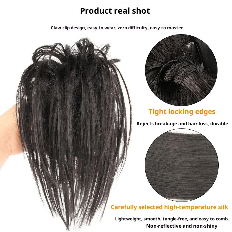 حظيرة الدجاج مشبك شعر مستعار كعكة ماتي ارتفاع درجة الحرارة الحرير الاصطناعية كسول كعكة الشعر أداة محاكاة الشعر الساخن فتاة شعر مستعار #4