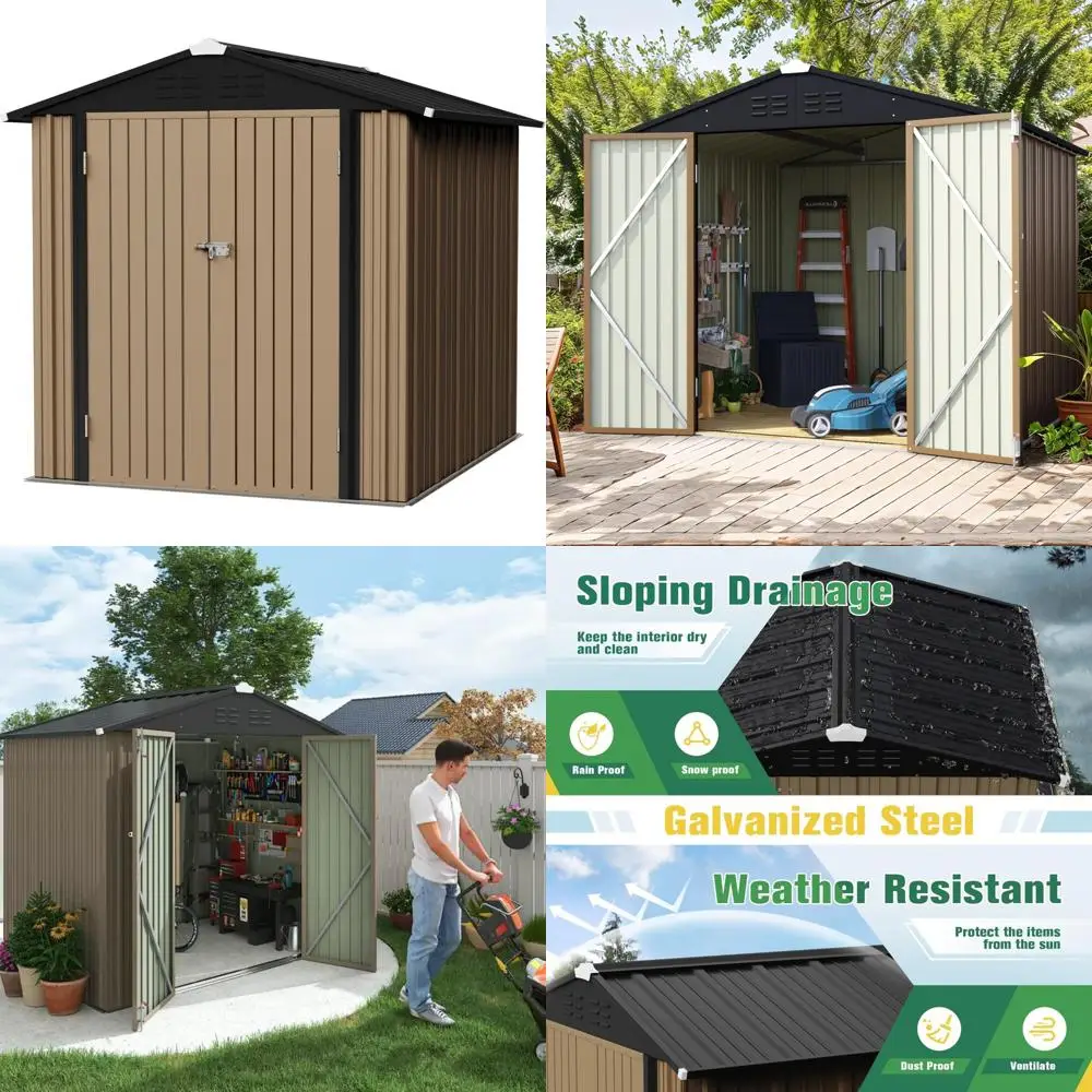 

Водонепроницаемый металлический навес для хранения с запирающейся дверью для использования на открытом воздухе и садовых инструментов