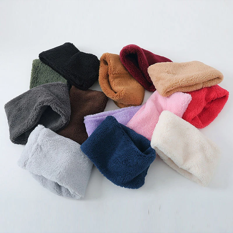 

Soft Winter Plush High Neck Scarf Solid Color Thicken Outdoors Neck Warmer Cold-Proof Full Face Mask Comfortable Snood Scarf New