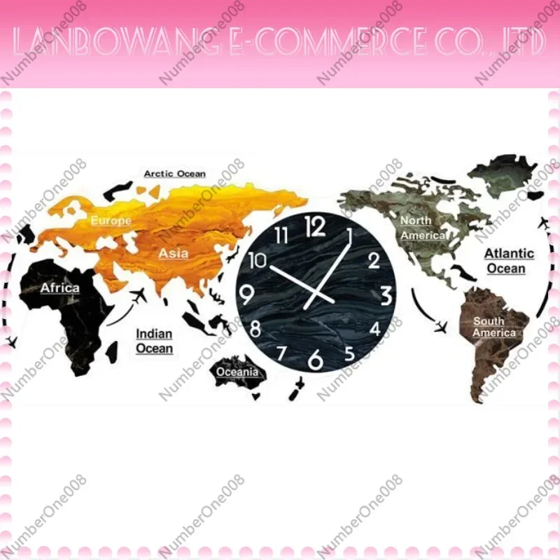 World Map Wall Clock - Premium 3d Wall Clock for Living Room, Sofa, Dining Room, and Background Decoration
