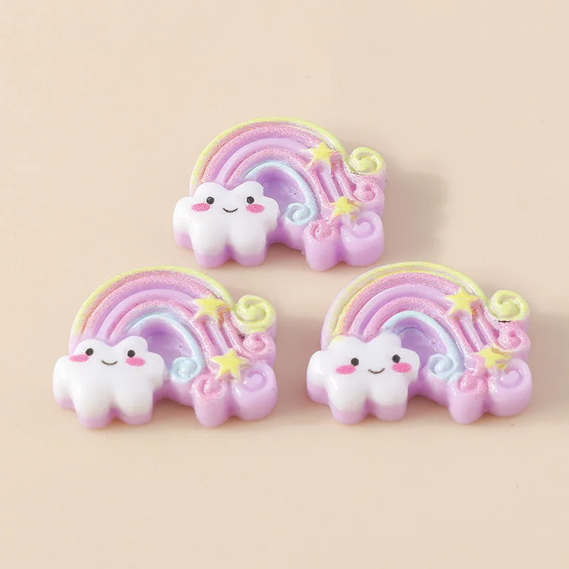 15Pcs Kawaii Regenbogen Charme Harz Flatback Cabochon Scrapbooking DIY Armband Ohrring Charms Hairbow Dekoration Zubehör – Detail 3