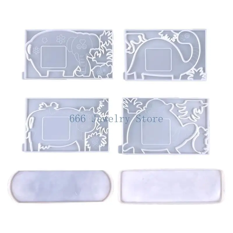 F2TD Elephant Cow for Turtle Photo Frame Pendant Silicone Mold Resin Casting Jewelry