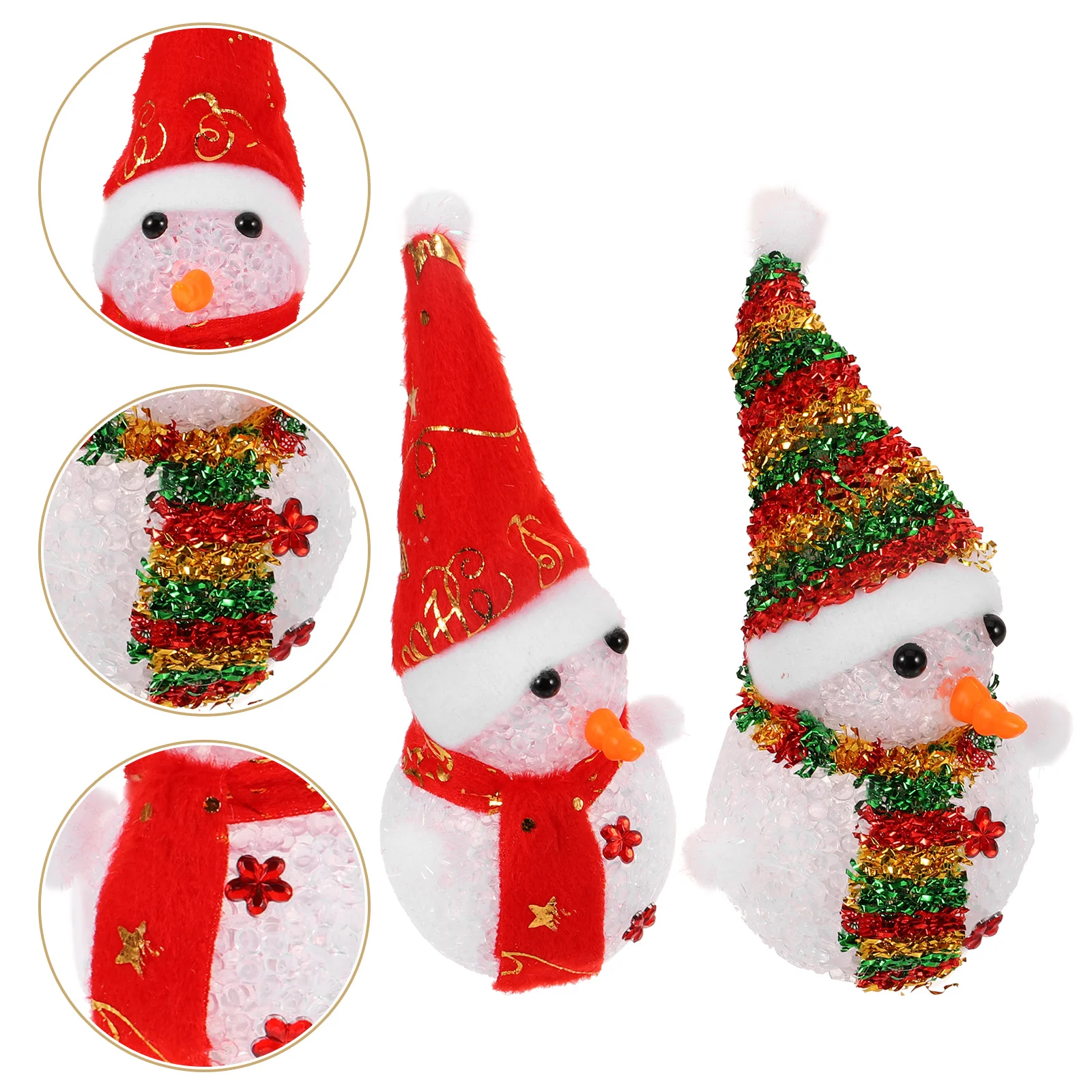 

2 PCS Glowing Christmas Snowman Decorations Snowflake Lamp Lighted Figurines Night Lights Colorful Elder