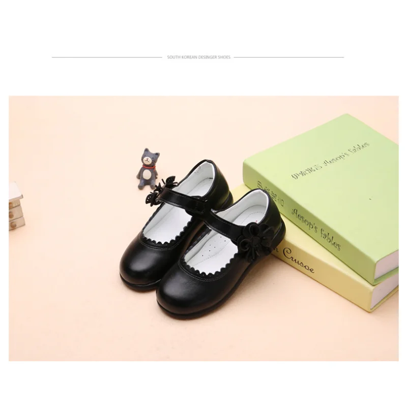أحذية جلدية للفتيات للأطفال فستان الأميرة أحذية مدرسية للأطفال صنادل صيفية سوداء للطلاب على الموضة الكورية