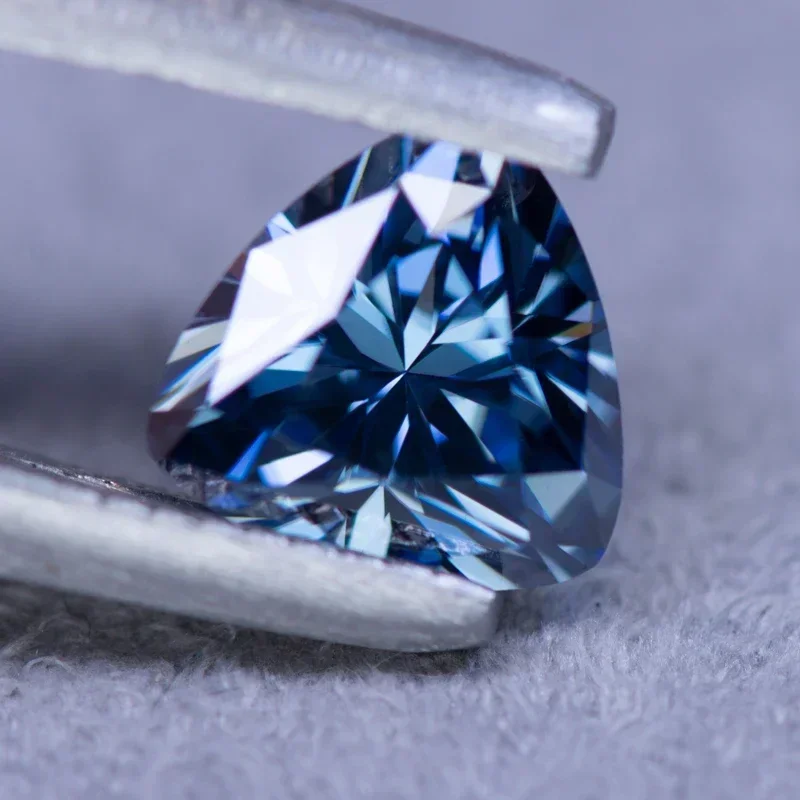 Moissanite trillyon forma contas vvs1 primário azul real cor encantos para diy jóias fazendo anéis materiais com certificado gra