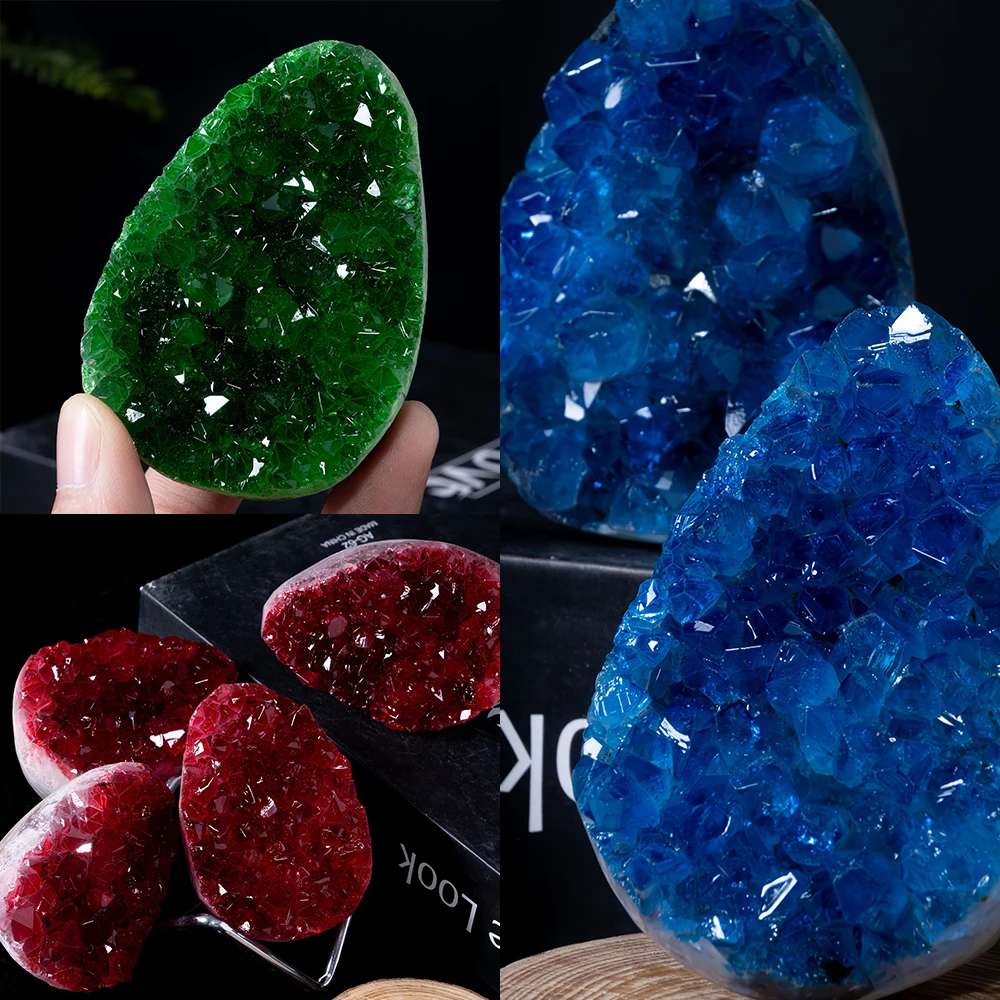 

1pc Red/Green/Blue Crystal Cluster Egg Unique Holiday Gift for Christmas, Valentine’s Day, Easter, Elegant Christmas Decor