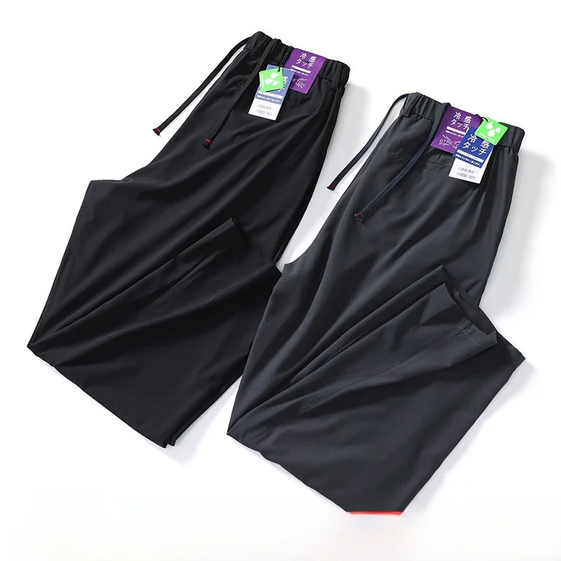 

Cool Sensation Lightweight Breathable Men's Casual Loose Fit Nine-Tenths Length Elastic Leisure Pants Summer Faion Trend