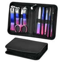 Set de manicura y pedicura de acero inoxidable, 9 piezas con estuche