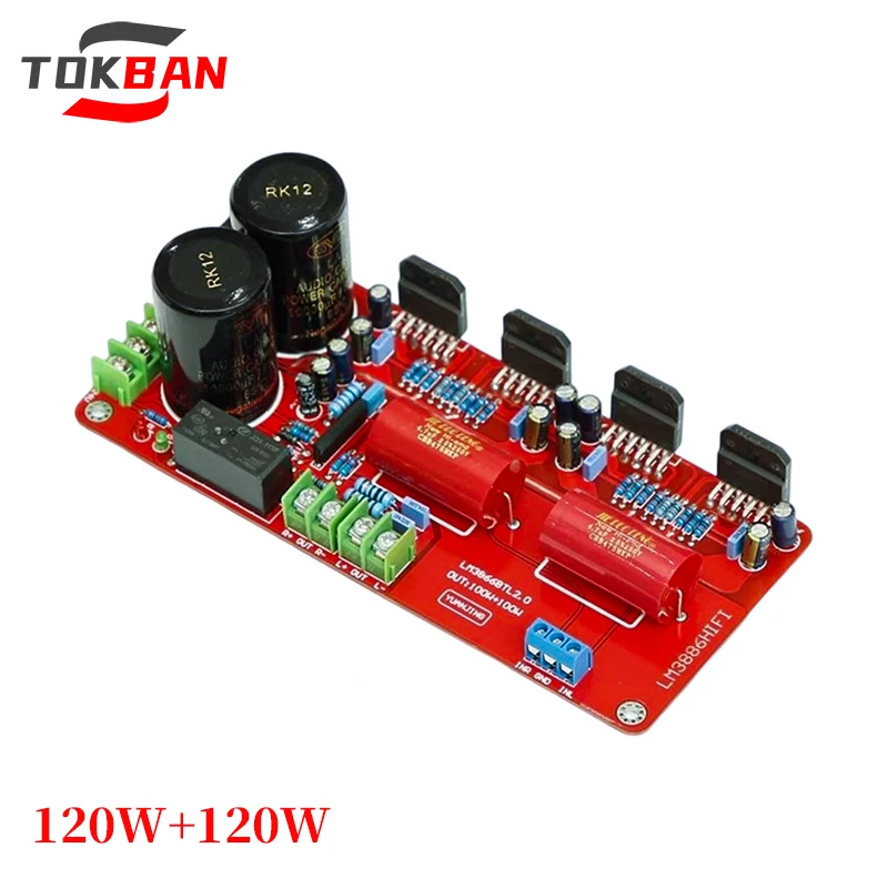 

TOKBAN LM3886 120 Вт * 2 2,0-канальный усилитель высокой мощности HIFI стерео усилитель плата с схемой защиты динамика