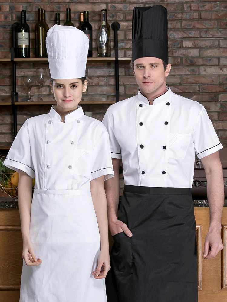 Chef Uniform for Men Dining Hall Uniform Chef's Kitchen Clothes Food Service Cook Coat Waiter Working Clothes Hotel Overalls