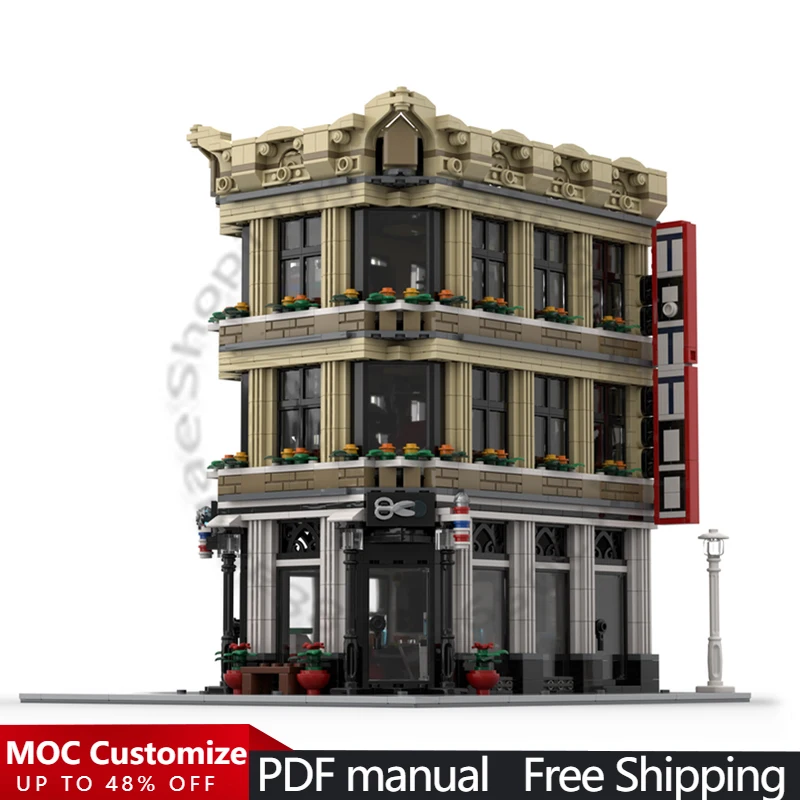 

2405 PCS Modular Construction Tattoo & Barber Shop MOC Customize Modular Building Block Popular Creative DIY Toy Birthday Gift