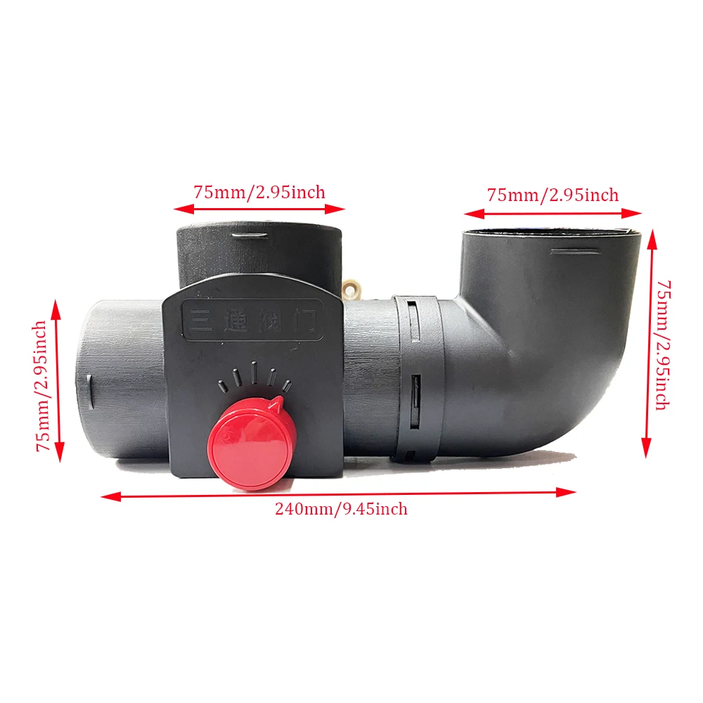 75mm Valve Flap Adjustable Air Diesel Heater Vent Ducting T Branch Splitter+L Elbow Pipe Joiner Connector for Webasto Car Camper