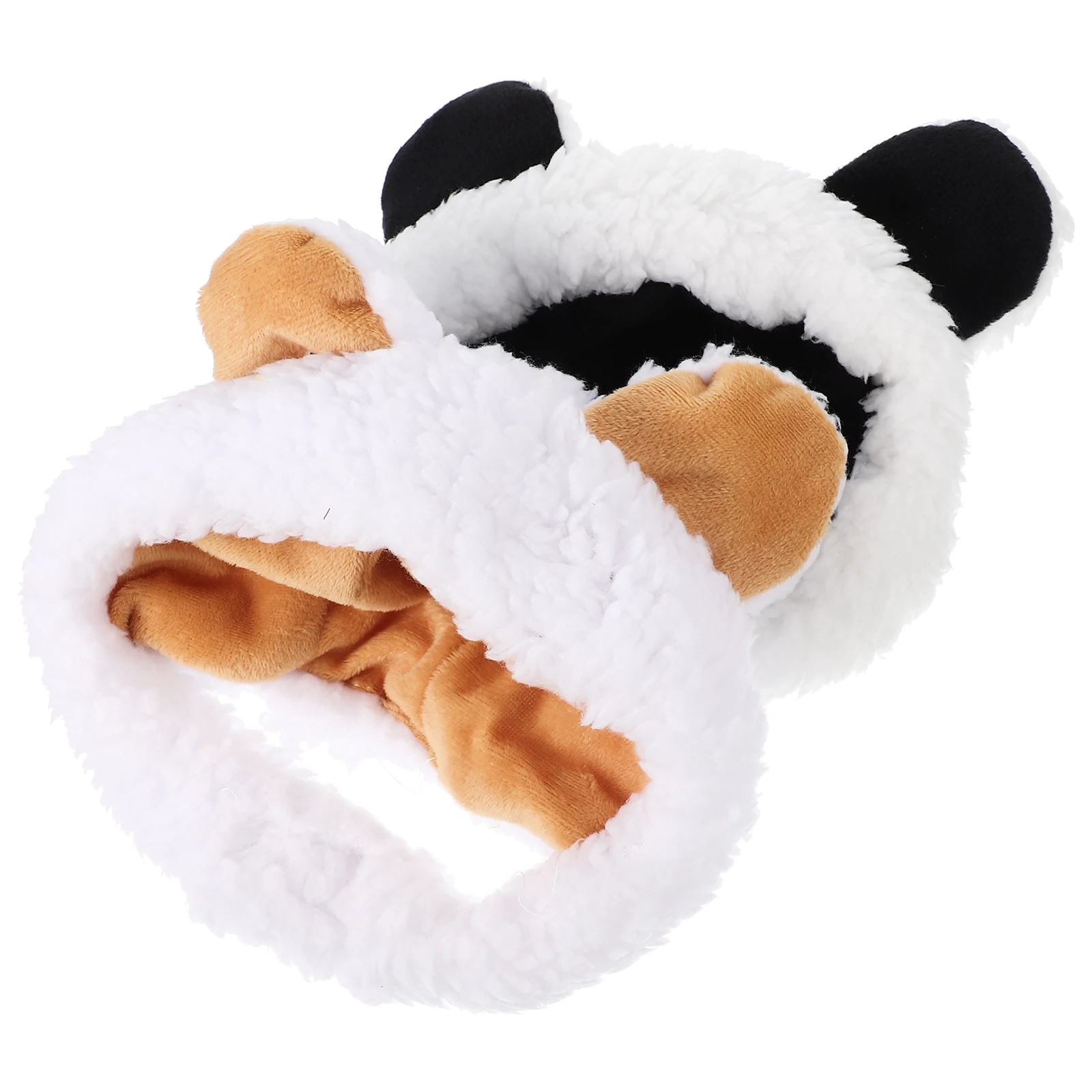 

2pcs Pet Hat For Dogs Warm Winter Head Cover Cartoon Style Protective Cap Small Size Adjustable Hook Thermal Hat Outdoor Travel