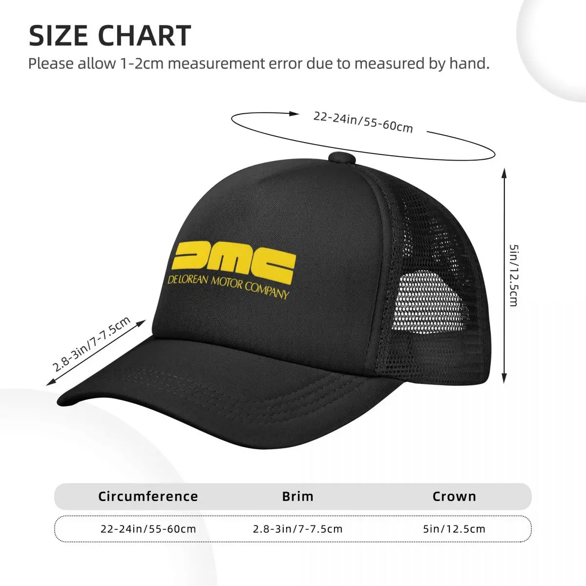 DMC Delorean-Motor Company Trucker Hat Men Women Fashion Hat Trucker Worker Cap Sun Caps Breathable Mesh Baseball Cap Summer