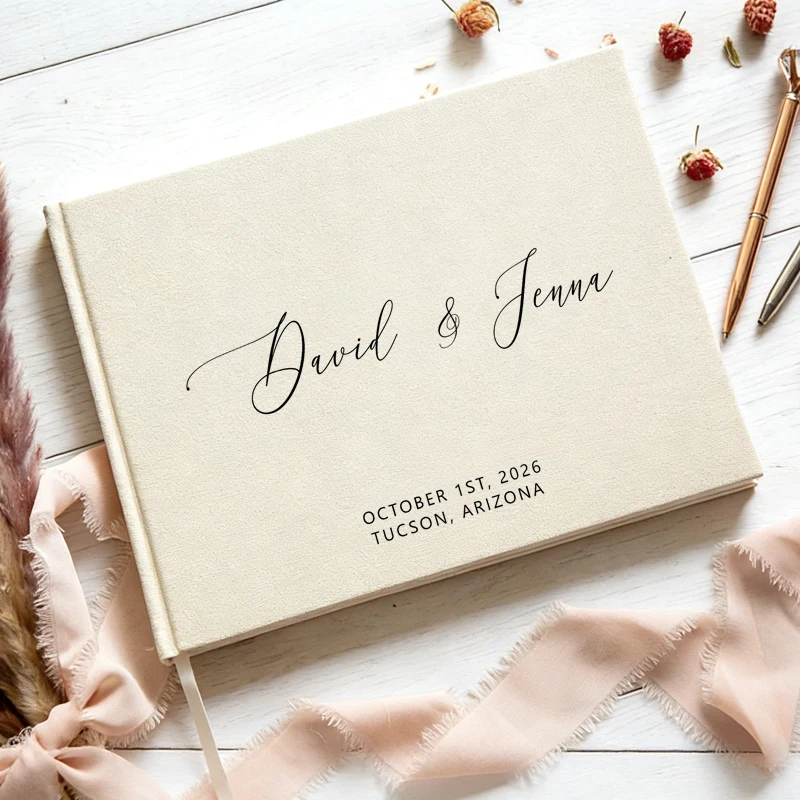

Personalized Wedding Guest Book Customized Guest Book Signing Book for Reception Engagement Blank Page Christmas Scrapbook